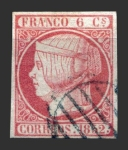 Stamps Spain -  Isabel II - 6 c.