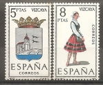 Stamps Spain -  Escudo y traje típico (Vizcaya)