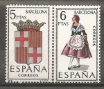 Stamps Spain -  Escudo y traje típico (Barcelona)