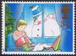 Stamps United Kingdom -  NAVIDAD'87. TOCANDO LA TROMPETA. MUÑECO DE NIEVE