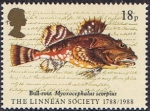 Stamps United Kingdom -  200 ANIV. DE LA LINNEAU SOCIETY DE LONDRES. ESCORPIÓN COMÚN