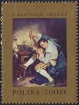 Stamps Poland -  PINTORES EUROPEOS. EL GUITARRISTA DE JEAN-BAPTISTE GREUZE