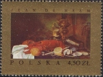 Stamps Poland -  PINTORES EUROPEOS. NATURALEZA MUERTA CON LANGOSTA, DE JEAN DE HEEM