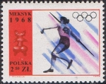 Stamps : Europe : Poland :  JUEGOS OLÍMPICOS DE MEJICO. JABALINA