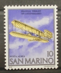 Stamps : Europe : San_Marino :  75 ANIVERSARIO PRIMER VUELO A MOTOR