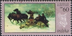 Stamps Poland -  PINTURAS DE CAZA. EL ATAQUE DE LOS LOBOS, DE A. VIERUSZ KOWALSKI