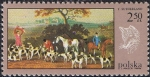 Stamps : Europe : Poland :  PINTURAS DE CAZA. CAZA DEL ZORRO, DE T. SUTHERLAND