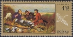 Stamps : Europe : Poland :  PINTURAS DE CAZA. EL DESCANSO DE LOS CAZADORES, DE V.G. PIEROV