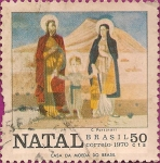 Stamps : America : Brazil :  Navidad 1970: La Sagrada Familia (de Candido Portinari).