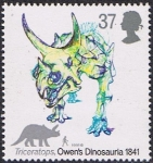 Stamps : Europe : United_Kingdom :  LOS DINOSAURIOS DE OWEN. TRICERATOPS