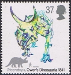 Sellos del Mundo : Europa : Reino_Unido : LOS DINOSAURIOS DE OWEN. TRICERATOPS