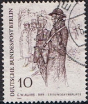 Stamps Germany -  BERLIN. BERLIN EN EL SIGLO XIX. EL VENDEDOR DE PERIODICOS, POR CHRISTIAN WILHELM ALLERS