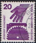 Stamps Germany -  BERLIN. PREVENCIÓN DE ACCIDENTES. SIERRA CIRCULAR