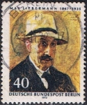 Stamps Germany -  BERLIN. 150 ANIV. DEL NACIMIENTO DEL PINTOR MAX LIEBERMANN. AUTORRETRATO