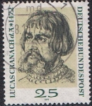 Stamps : Europe : Germany :  500 ANIV. DEL NACIMIENTO DEL PINTOR LUCAS CRANACH. RETRATO DE L. CRANACH POR A. DURERO