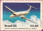 Stamps America - Brazil -  Industria Aeronáutica Brasilera - EMB-120 Brasilia.