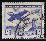 Stamps : America : Chile :  Scott  C236  Jet Plane y Easter Island Statue