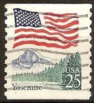 Stamps : America : United_States :  Bandera Americana y el parque de Yosemite