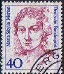 Stamps : Europe : Germany :  MUJERES DE LA HISTORIA ALEMANA. MARIA SIBYLLA MERIAN, NATURALISTA Y PINTORA