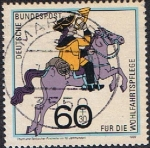 Stamps : Europe : Germany :  HISTORIA DEL TRANSPORTE DEL CORREO. CORREO A CABALLO DE THURN AND TAXIS
