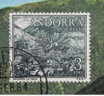 Stamps Andorra -  Andorra.  Vista de Andorra la Vieja.  Primer día de circulación del sello