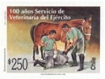 Stamps : America : Chile :  “100 AÑOS SERVICIO VETERINARIO DEL EJERCITO”