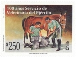 Sellos del Mundo : America : Chile : “100 AÑOS SERVICIO VETERINARIO DEL EJERCITO”