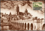 Stamps : Europe : Spain :  Diligencia correo de Salamanca 1895 - tarjeta conmemorativa  Centenario Cuerpo de Correos