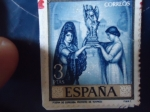 Stamps Spain -  Día del Sello.-Poema de Cordoba -Pintores:Romero de Torres. Ed:1654