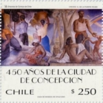 Stamps : America : Chile :  “450 AÑOS CIUDAD DE CONCEPCION”
