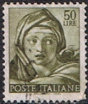 Stamps Italy -  OBRAS DE MIGUEL ANGEL. TECHO DE LA CAPILLA SIXTINA. SIBILA DE DELFOS
