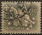 Stamps : Europe : Portugal :  Rey Denis con su armadura montado a caballo.