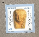 Stamps Tunisia -  Protomé, Máscara  femenina siglo VI-IV a,J