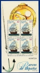 Stamps Spain -  Barcos de época  HB  navío el Catalán  Siglo XVIII 