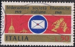 Stamps Italy -  CINCUENTENARIO DE LA FEDERACIÓN NACIONAL DE SOCIEDADES FILATÉLICAS