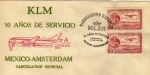 Stamps Mexico -  Sobre cancelación especial KLM 30 Años de servicio México-Amsterdan.