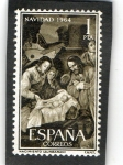 Sellos de Europa - Espa�a -  1630- NAVIDAD 1964- NACIMIENTO ( ZURBARAN )