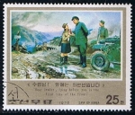 Stamps North Korea -  Scott  1537  en el camino lodoso en la ladera