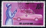 Sellos de Asia - Corea del norte -  Scott  2845  Bigrada de emergencias sanitarias (Enfermera y Anbulancia)