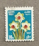 Stamps Egypt -  Flores blancas