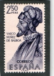 Stamps Spain -  1531- FORJADORES DE AMERICA. VASCO NUÑEZ DE BALBOA  ( 1475-1517 ).