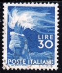 Stamps Italy -  Mano con antorcha	