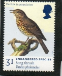 Stamps United Kingdom -  Yvert: 2013- AVES.  FLORA Y FAUNA.  ESPECIES EN EXTINCION.