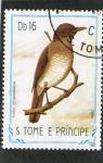 Sellos de Africa - Santo Tom y Principe -  AVES.  TURDUS  OLIVACEOFUSCUS.