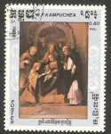 Stamps Cambodia -  514 - 450 anivº de la muerte de Corrége, un cuadro