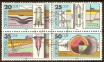 Stamps Germany -  Geofisica-bloque de cuatro sellos.Motivos geofisica (DDR)