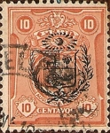 Stamps Peru -  Sello con Sobrecarga Escudo Peruano.