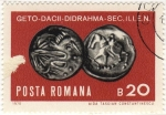 Stamps : Europe : Romania :  GETO-DACII-DIDRAHMA-SEC.II.I.E.N.