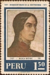 Stamps Peru -  1821 - Sesquicentenario de la Independencia - 1971. Micaela Bastidas (1745?-1781).