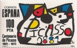 Sellos del Mundo : Europa : Espa�a : Homenaje a Pablo Ruiz Picasso de Joan Miró